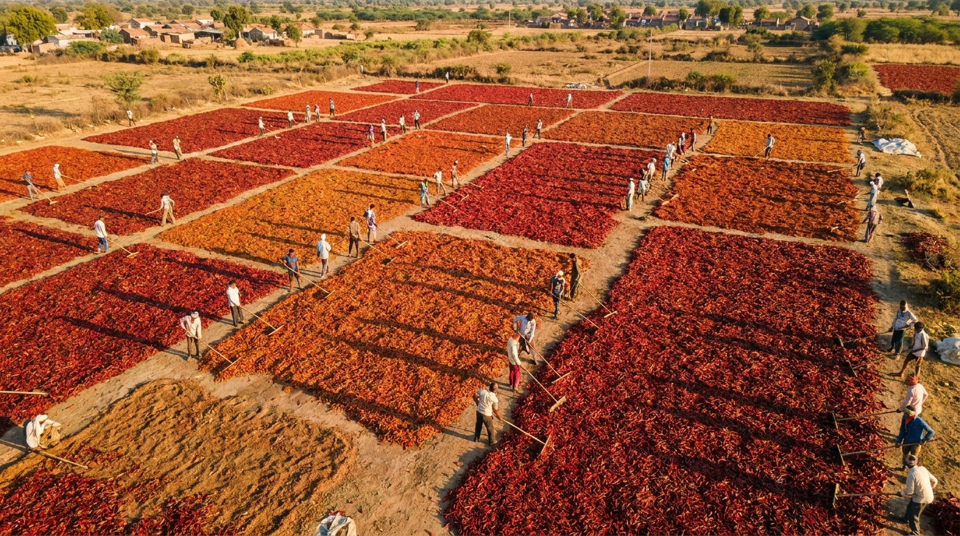 Spice Drying Farm Field